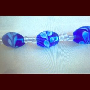 Blue Flower adjustable Beaded Bra Straps